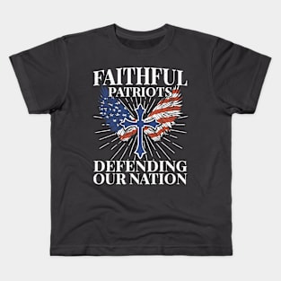 Faithful Patriots Jesus American Flag Patriot Christian Kids T-Shirt